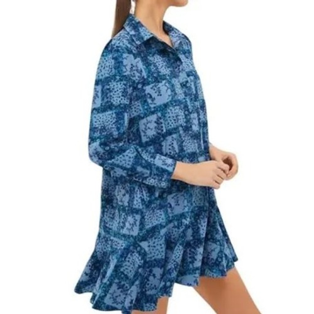 Tuckernuck Blue Floral Patchwork Long Sleeve Shirt Dress Large Y24636UFNT
